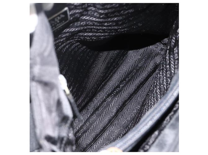 PRADA Borsa a mano in nylon nero argento Auth bs34251 - vista 10