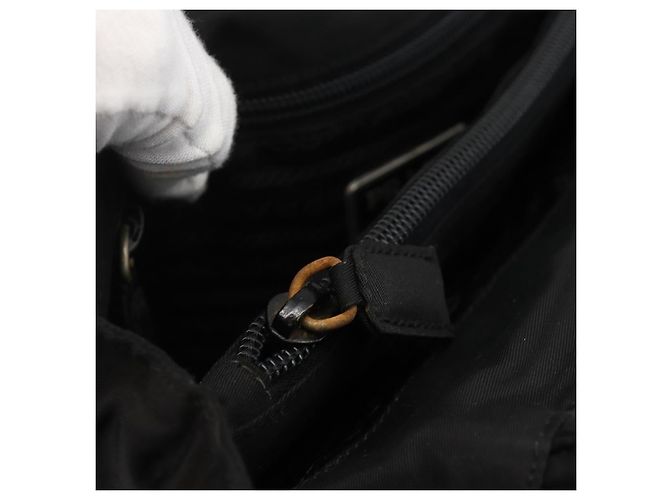 PRADA Borsa a mano in nylon nero argento Auth bs34251 - vista 11
