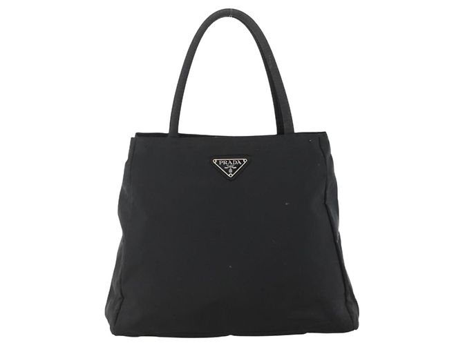 PRADA Borsa a mano in nylon nero argento Auth bs34251 - vista 13