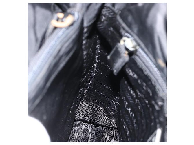 PRADA Borsa a mano in nylon nero argento Auth bs34251 - vista 20