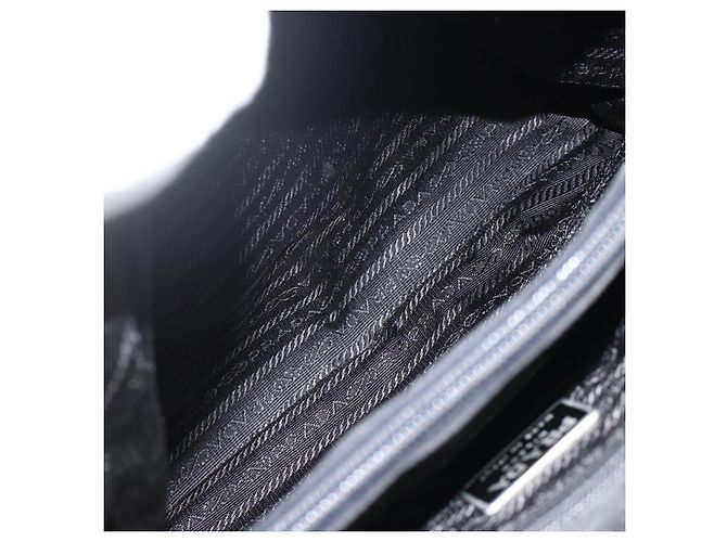 PRADA Borsa a mano in nylon nero argento Auth bs34251 - vista 24