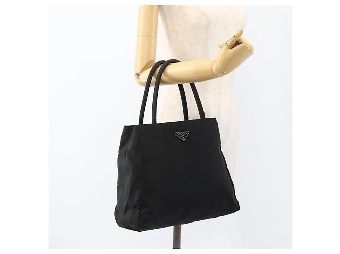 PRADA Borsa a mano in nylon nero argento Auth bs34251 - vista 25