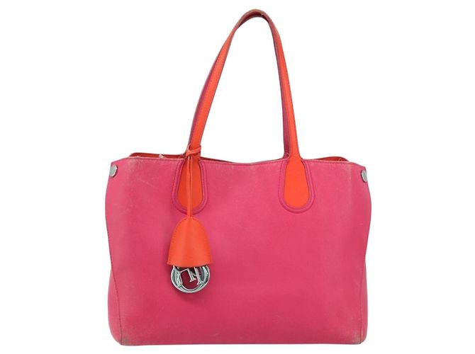 Borsa Tote in pelle rosa argento Christian Dior Auth BAZ635A - vista 13