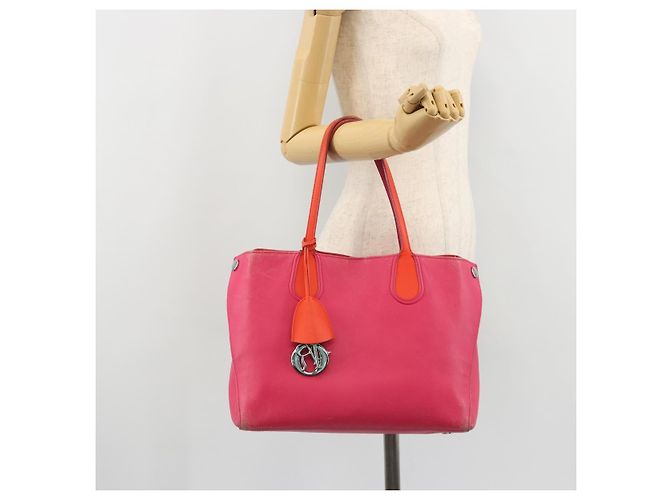 Borsa Tote in pelle rosa argento Christian Dior Auth BAZ635A - vista 19
