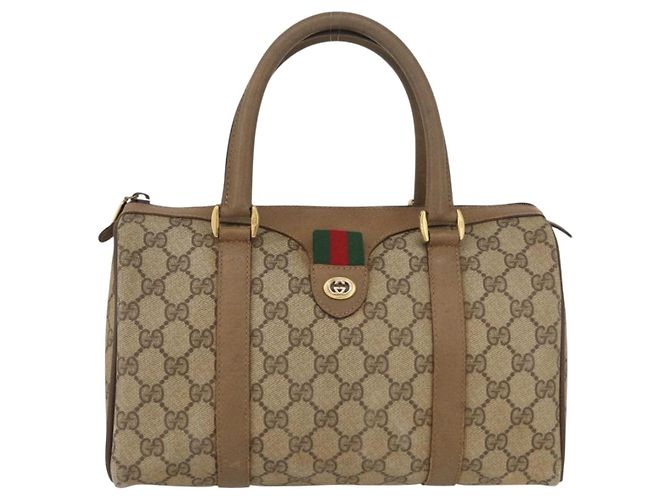 Borsa Boston in PVC beige e oro della linea Sherry GG Supreme di GUCCI 40 02 006 Auth BAZ553 D'oro - vista 13
