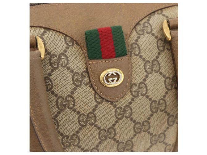 Borsa Boston in PVC beige e oro della linea Sherry GG Supreme di GUCCI 40 02 006 Auth BAZ553 D'oro - vista 17