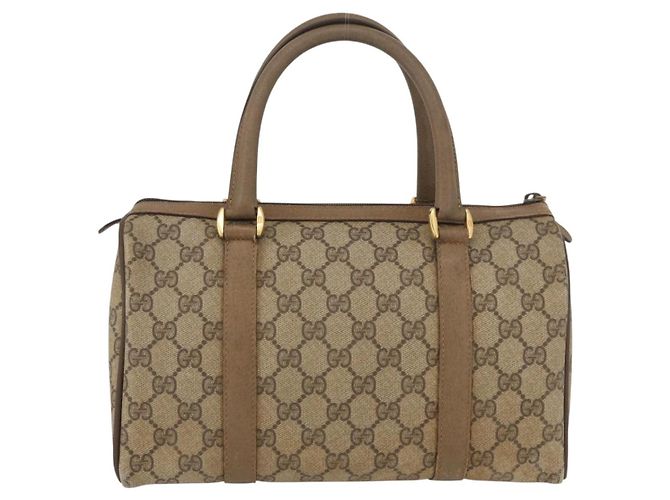 Borsa Boston in PVC beige e oro della linea Sherry GG Supreme di GUCCI 40 02 006 Auth BAZ553 D'oro - vista 2