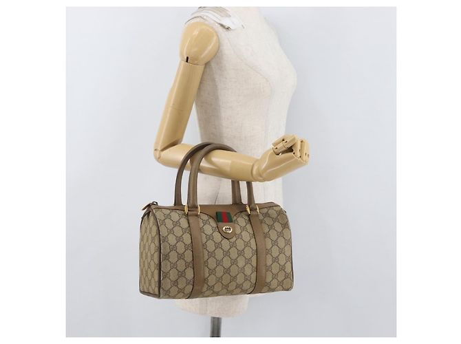 Borsa Boston in PVC beige e oro della linea Sherry GG Supreme di GUCCI 40 02 006 Auth BAZ553 D'oro - vista 23