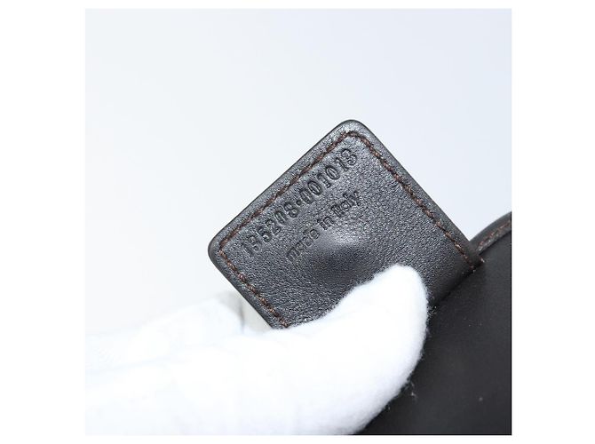 Saint Laurent Borsa a Spalla Mombasa in Tela e Pelle Marrone Scuro Argento Auth hk3606V - vista 11