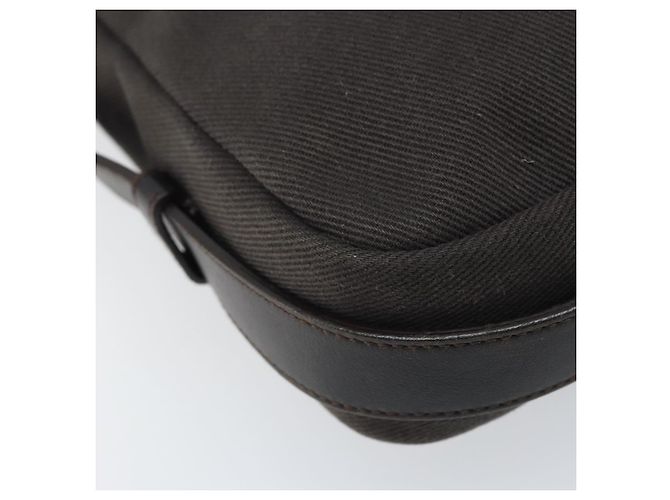 Saint Laurent Borsa a Spalla Mombasa in Tela e Pelle Marrone Scuro Argento Auth hk3606V - vista 15