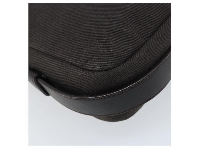 Saint Laurent Borsa a Spalla Mombasa in Tela e Pelle Marrone Scuro Argento Auth hk3606V - vista 17