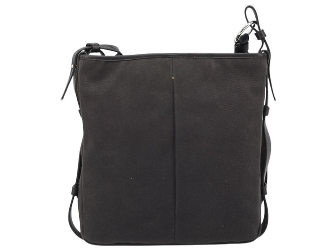 Saint Laurent Borsa a Spalla Mombasa in Tela e Pelle Marrone Scuro Argento Auth hk3606V - vista 2