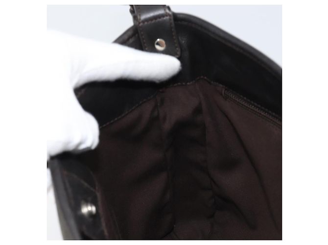 Saint Laurent Borsa a Spalla Mombasa in Tela e Pelle Marrone Scuro Argento Auth hk3606V - vista 20