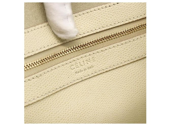 Céline Bolso de Mano CELINE de Cuero 2 en 1 Beige Dorado Auth ka3526 - vista 18
