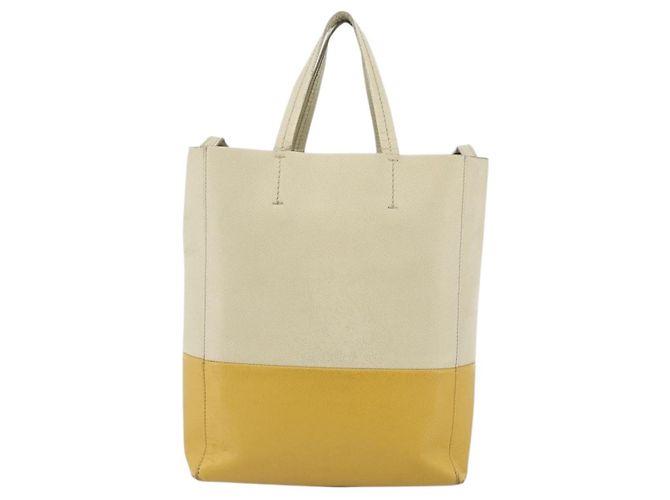 Céline Bolso de Mano CELINE de Cuero 2 en 1 Beige Dorado Auth ka3526 - vista 2