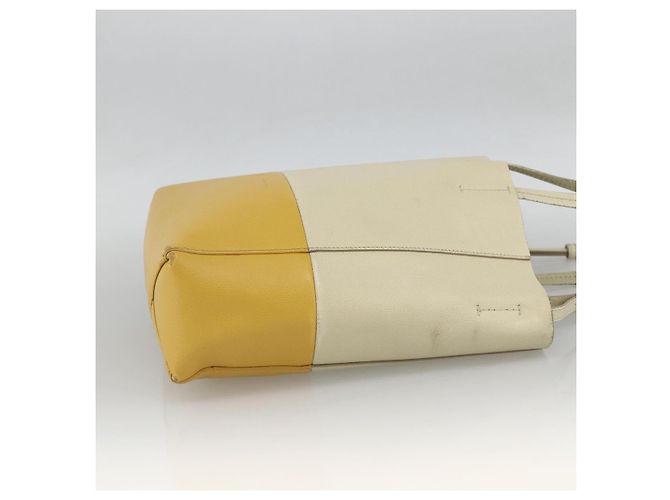Céline Bolso de Mano CELINE de Cuero 2 en 1 Beige Dorado Auth ka3526 - vista 4