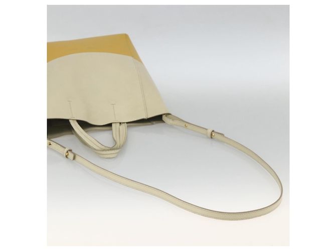 Céline Bolso de Mano CELINE de Cuero 2 en 1 Beige Dorado Auth ka3526 - vista 9