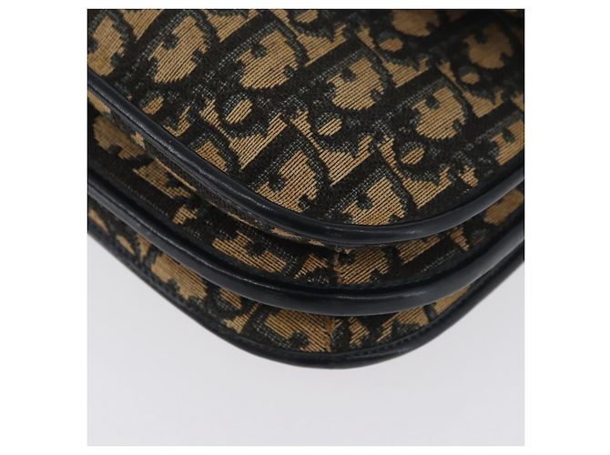 Borsa a Spalla in Tela Trotter Christian Dior Blu Navy Oro Auth 174528 - vista 14