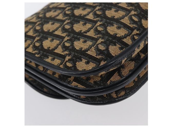 Borsa a Spalla in Tela Trotter Christian Dior Blu Navy Oro Auth 174528 - vista 15