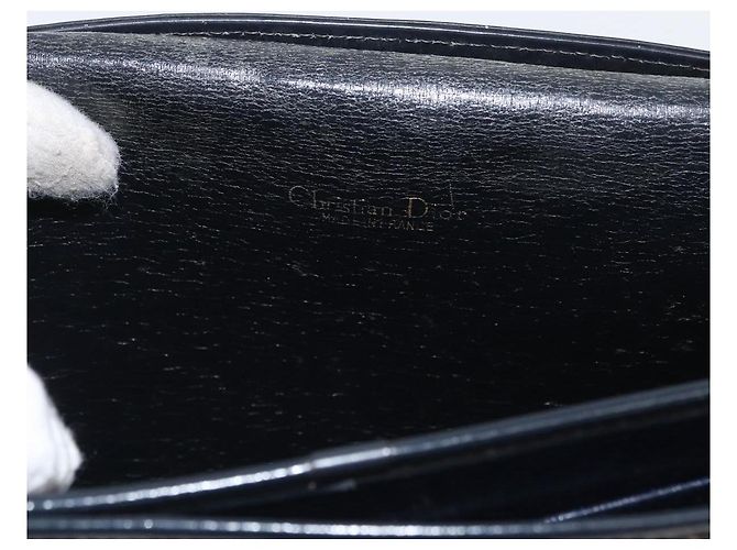 Borsa a Spalla in Tela Trotter Christian Dior Blu Navy Oro Auth 174528 - vista 18