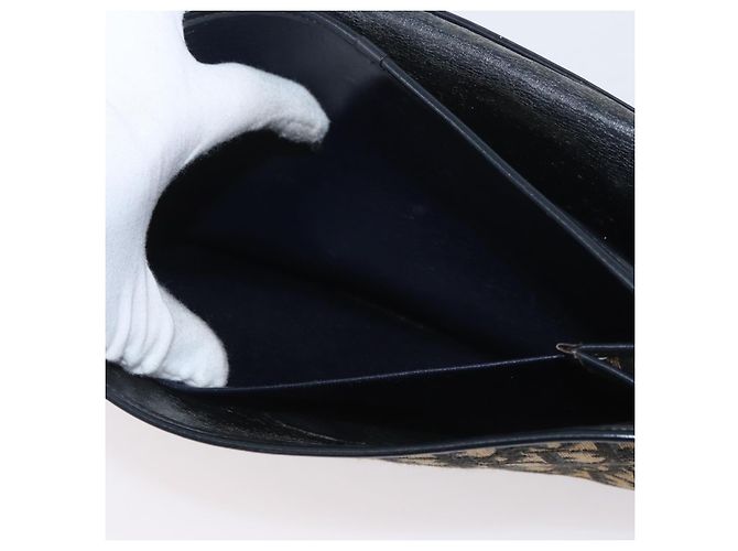 Borsa a Spalla in Tela Trotter Christian Dior Blu Navy Oro Auth 174528 - vista 23