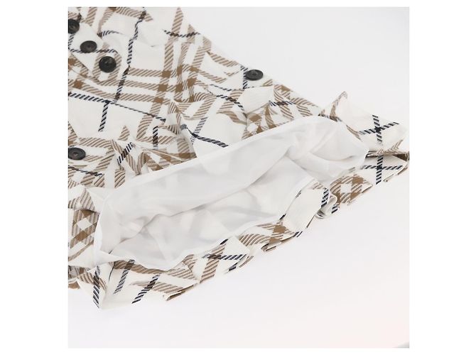 Camisa sin mangas de algodón con estampado Nova Check de BURBERRY blanca Auth BAZ832A Blanco - vista 13