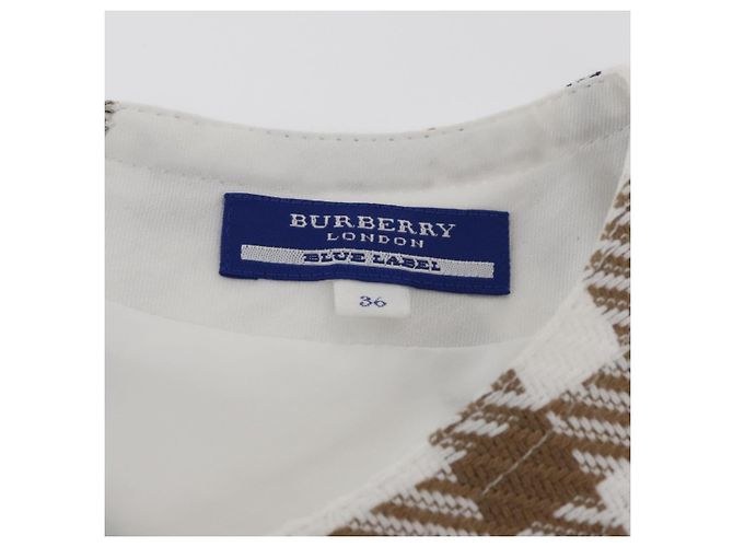 Camisa sin mangas de algodón con estampado Nova Check de BURBERRY blanca Auth BAZ832A Blanco - vista 14