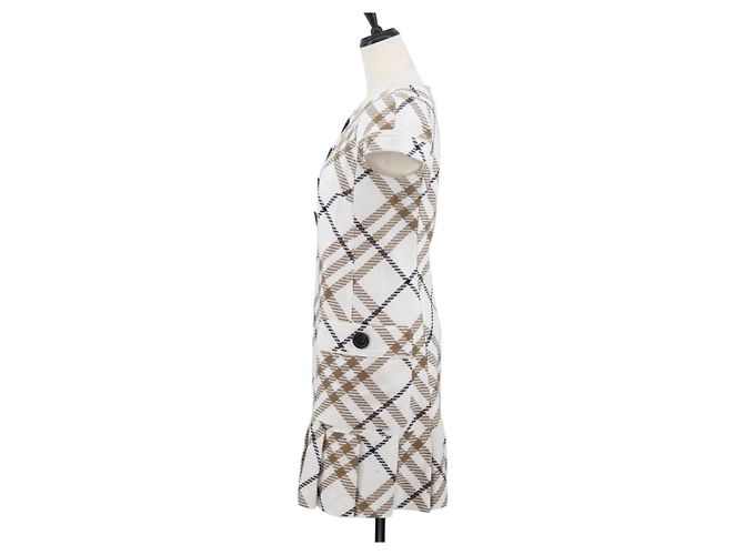 Camisa sin mangas de algodón con estampado Nova Check de BURBERRY blanca Auth BAZ832A Blanco - vista 3