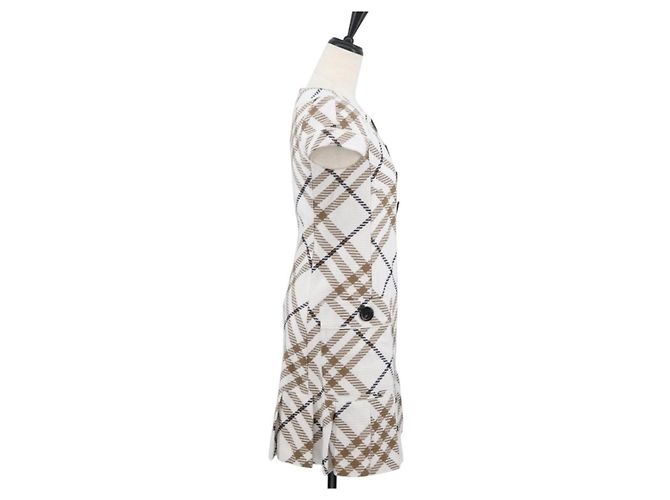 Camisa sin mangas de algodón con estampado Nova Check de BURBERRY blanca Auth BAZ832A Blanco - vista 4