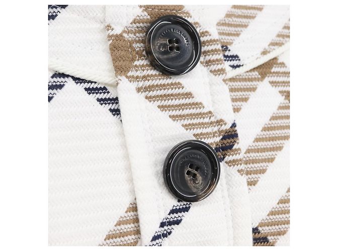 Camisa sin mangas de algodón con estampado Nova Check de BURBERRY blanca Auth BAZ832A Blanco - vista 5