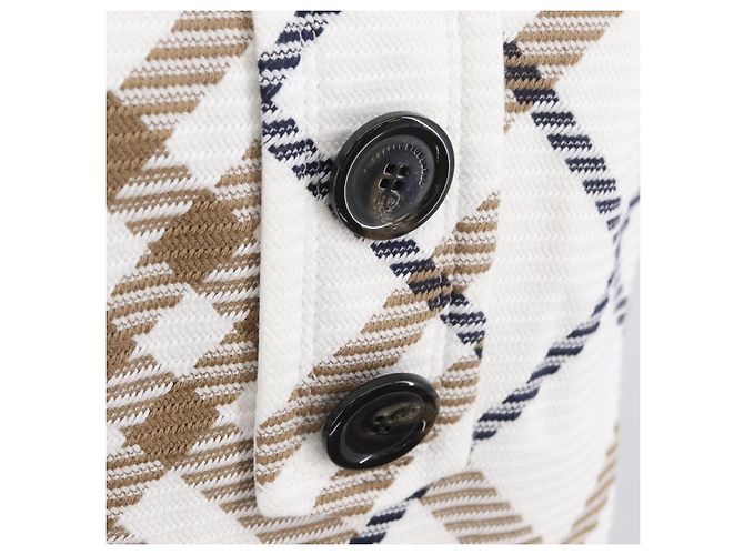 Camisa sin mangas de algodón con estampado Nova Check de BURBERRY blanca Auth BAZ832A Blanco - vista 6