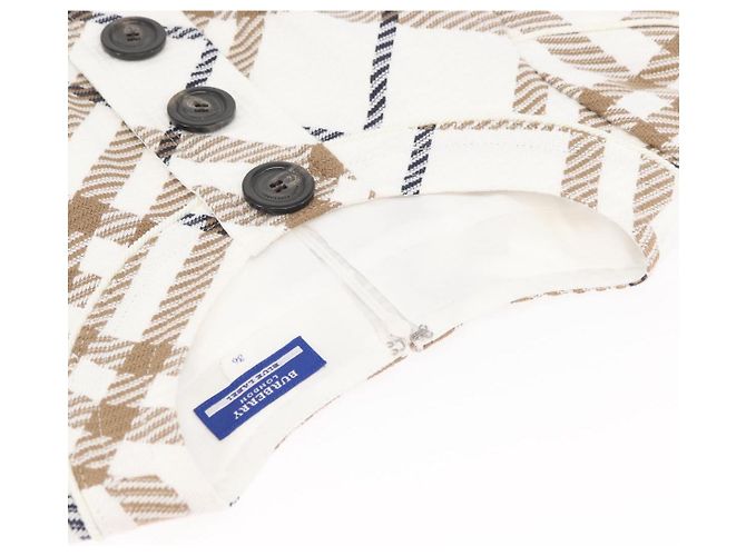 Camisa sin mangas de algodón con estampado Nova Check de BURBERRY blanca Auth BAZ832A Blanco - vista 8