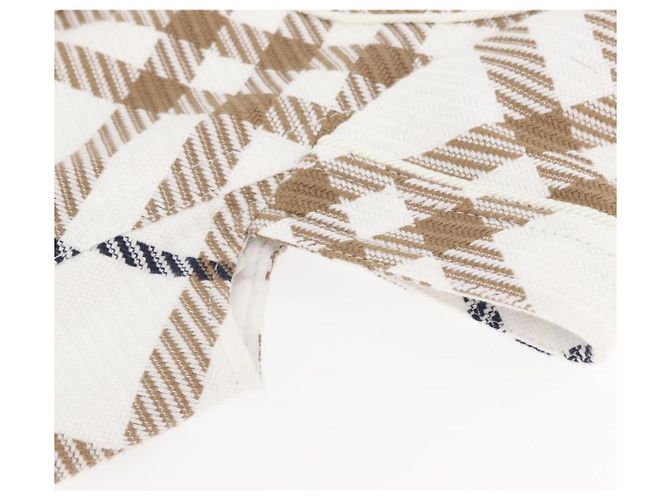 Camisa sin mangas de algodón con estampado Nova Check de BURBERRY blanca Auth BAZ832A Blanco - vista 9
