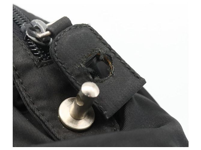 PRADA Borsa a mano in nylon nero argento Auth 173987 - vista 10