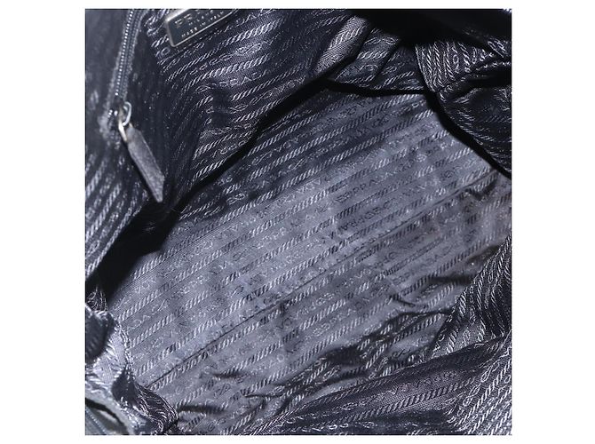 PRADA Borsa a mano in nylon nero argento Auth 173987 - vista 11