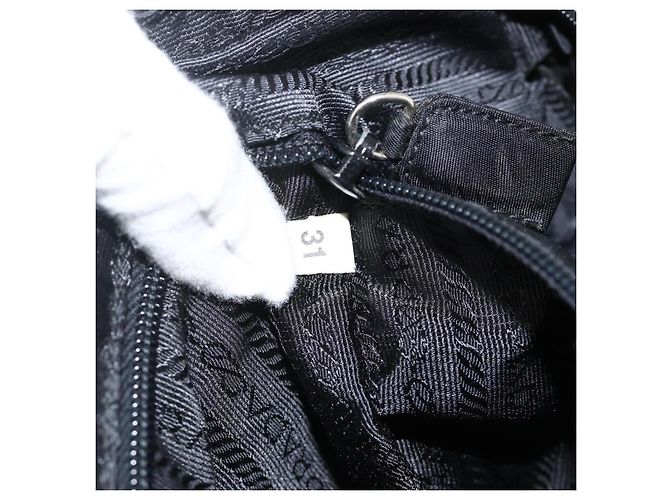 PRADA Borsa a mano in nylon nero argento Auth 173987 - vista 12