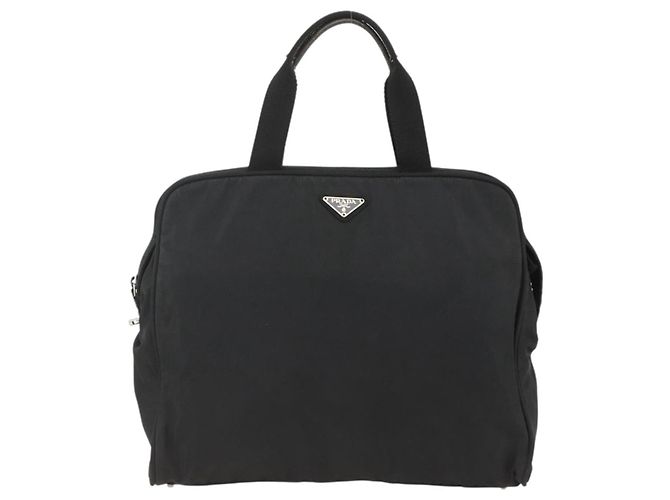 PRADA Borsa a mano in nylon nero argento Auth 173987 - vista 13