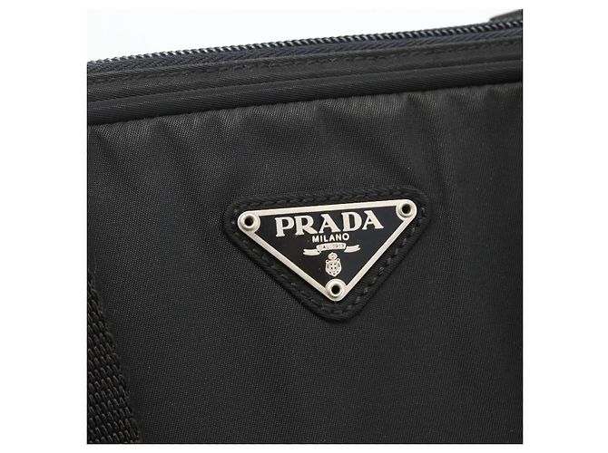 PRADA Borsa a mano in nylon nero argento Auth 173987 - vista 18