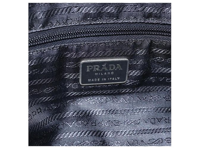 PRADA Borsa a mano in nylon nero argento Auth 173987 - vista 19