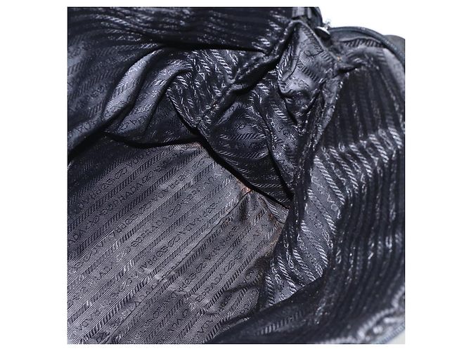 PRADA Borsa a mano in nylon nero argento Auth 173987 - vista 20