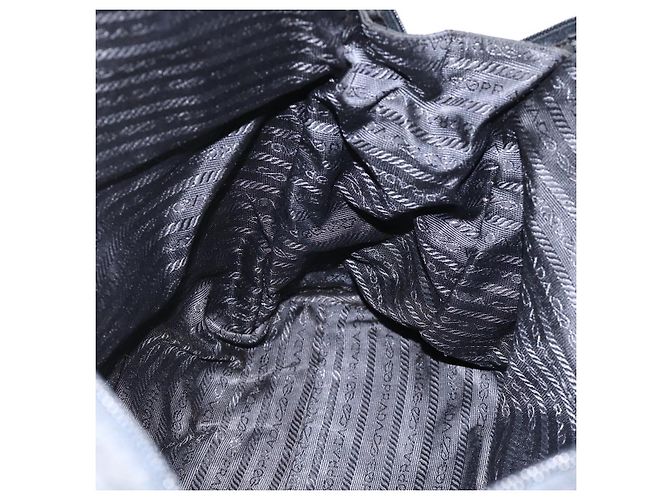 PRADA Borsa a mano in nylon nero argento Auth 173987 - vista 21