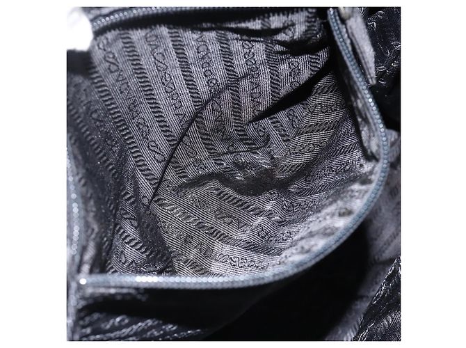 PRADA Borsa a mano in nylon nero argento Auth 173987 - vista 23