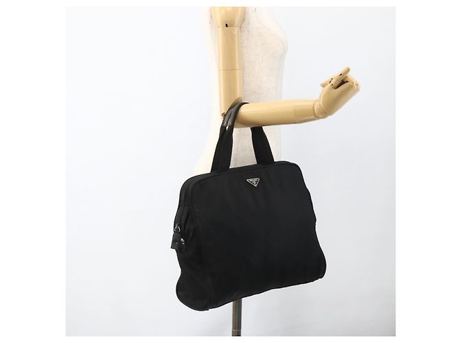 PRADA Borsa a mano in nylon nero argento Auth 173987 - vista 24