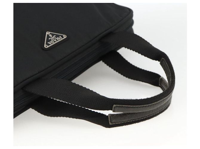 PRADA Borsa a mano in nylon nero argento Auth 173987 - vista 7