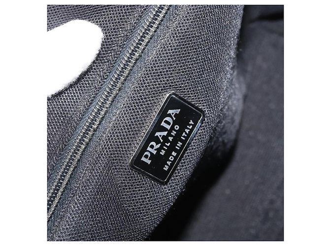 Prada Tote Bag aus schwarzem Nylon mit Silber authentisch kk655 - Ansicht 10