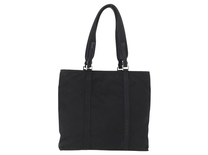 Prada Tote Bag aus schwarzem Nylon mit Silber authentisch kk655 - Ansicht 13
