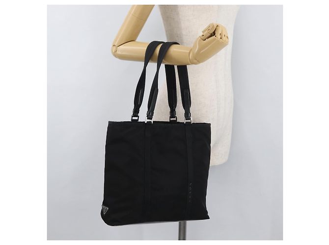 Prada Tote Bag aus schwarzem Nylon mit Silber authentisch kk655 - Ansicht 22