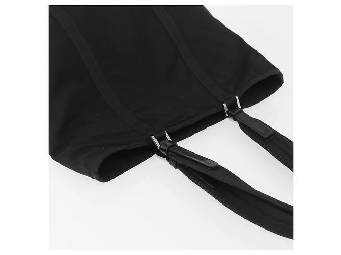 Prada Tote Bag aus schwarzem Nylon mit Silber authentisch kk655 - Ansicht 6