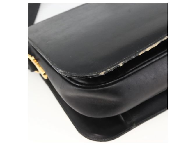 Céline Borsa a Spalla CELINE in Pelle Nera Oro Auth BAZ288 Nero D'oro - vista 9