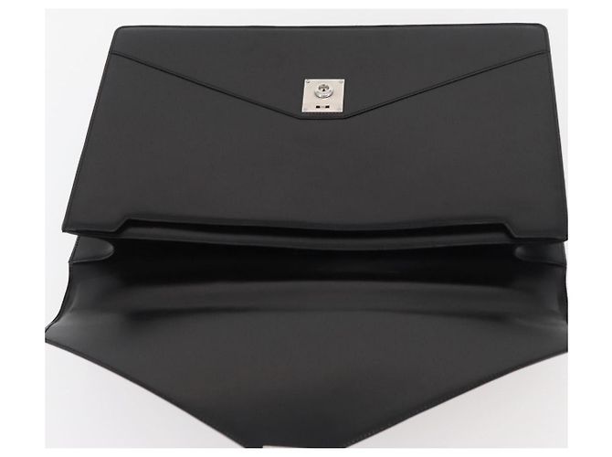 Bolsa de negócios LOEWE em couro preto e prata Auth BAZ175 - vista 10